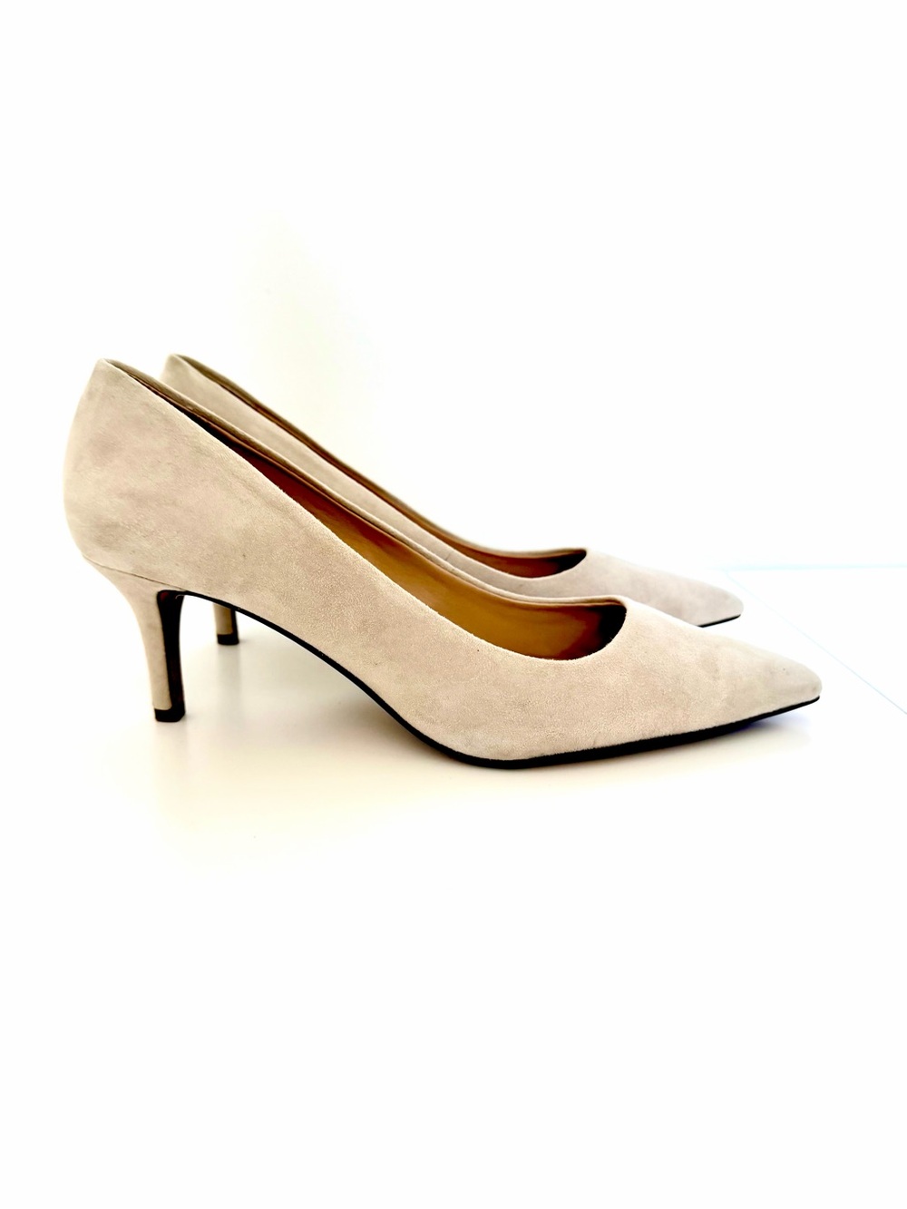 Franco Sarto Beige Suede Pointed-Toe Pumps